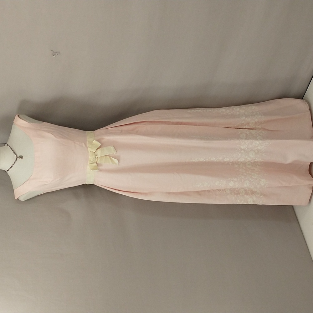 50s Pink Maxi Dress Vintage Fifties Blush Pastel Sleeveless Feminine Sweet